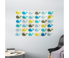 Childish Pattern Big Fish Wide Tapestry