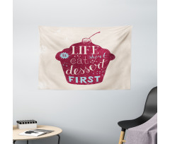 Sketchy Cherry Top Cupcake Wide Tapestry