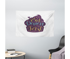 Doodle Cupcake Heart Wide Tapestry