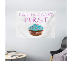 Dessert Cupcake Doodle Wide Tapestry