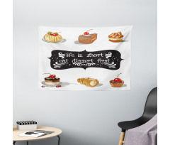 Various Dessert Doodle Wide Tapestry