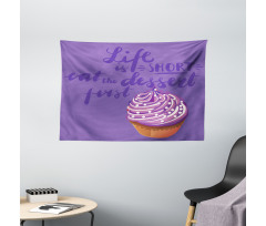 Eat Dessert Vibrant Cupcake Wide Tapestry