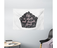 Cupcake Silhouette Dots Wide Tapestry