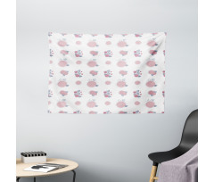 Abstract Simple Floral Art Wide Tapestry