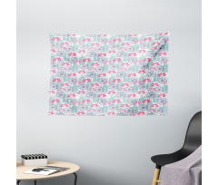 Floral Nature Art Rain Drops Wide Tapestry