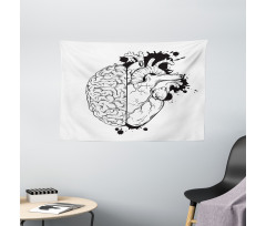 Human Heart and Brain Art Wide Tapestry