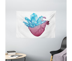 Crystal Growing from Heart Wide Tapestry