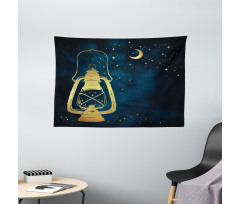 Magic Oil Lantern at Night Wide Tapestry