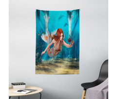 Magic Aqua Sea Lily Tapestry