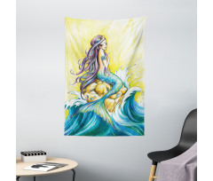 Fantasy Woman on Rock Tapestry