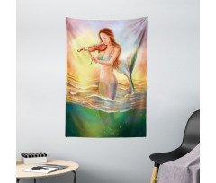 Mermaid Playing Violin Tapestry