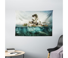 Mermaid on a Shell Wide Tapestry