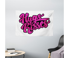 Hugs and Kisses Calligraphy Wide Tapestry