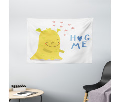 Monster and Hug Me Words Wide Tapestry