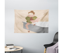 Young Girl with Bun Wide Tapestry