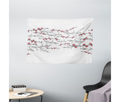 Branches of Winter Berry Wide Tapestry