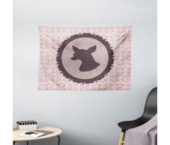 Dog Silhouette in Vintage Wide Tapestry