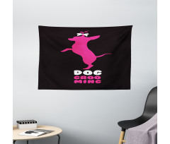 Dog Stands Funny Hair Bow Wide Tapestry