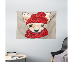 Fashionable Dog Wide Tapestry