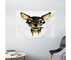 Gem Collar Big Eyed Dog Wide Tapestry