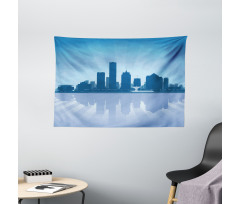 Retro Milwaukee Skyline Wide Tapestry