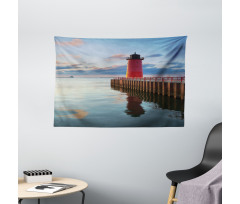 Calm Milwaukee Lighthouse Wide Tapestry