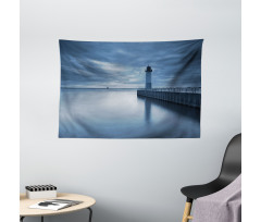 Lighthouse Overcast Sky Wide Tapestry