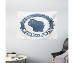 Map Retro Grunge Stamp Wide Tapestry