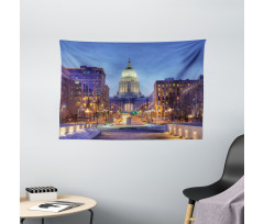 Landmark Building Winter Wide Tapestry