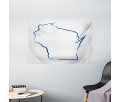 Simple Badger State Map Wide Tapestry