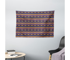 Colorful Folkloric Pattern Wide Tapestry