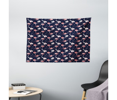 Modernistic Delicate Flowers Wide Tapestry