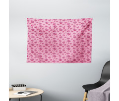 Pink Tones Monochrome Flowers Wide Tapestry