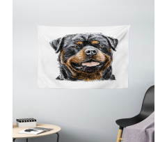 Hand Drawn Image of Dog Wide Tapestry