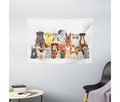 Animals Cartoon Wide Tapestry