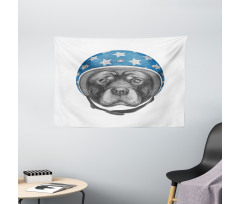 Dog in a Hard Hat Sketch Wide Tapestry