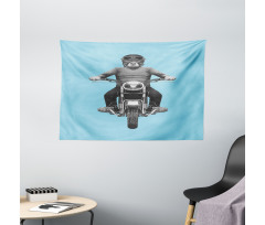 Dog Breed Riding Scooter Wide Tapestry