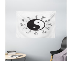 Yin and Yang Tao and Motifs Wide Tapestry