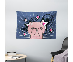 Piggie on Stars and Rays Wide Tapestry