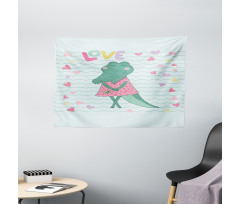 Female Crocodile with Love Wide Tapestry