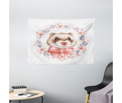 Portrait with Ribbon Wreath Wide Tapestry