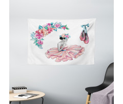 Dancer Girl in Flowers Wide Tapestry