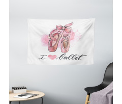 I Love Ballet Typography Wide Tapestry