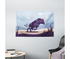 Strong Bull Nature in Doodle Wide Tapestry