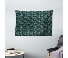 Exotic Jungle Foliage Pattern Wide Tapestry