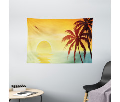 Tropical Sunset with Ombre Sky Wide Tapestry