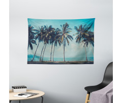 Summer Themed Tropical Shore Wide Tapestry