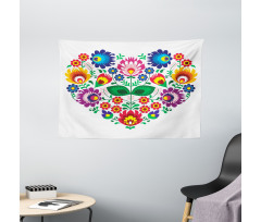 Slav Flowers Heart Wide Tapestry