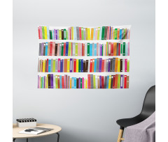 Colorful Doodle of Books Wide Tapestry