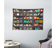 Cartoon Colorful Books Wide Tapestry